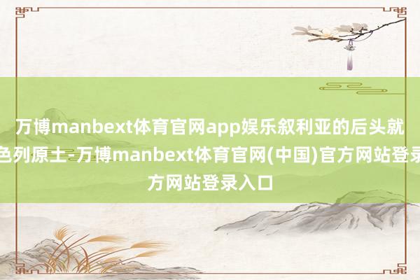 万博manbext体育官网app娱乐叙利亚的后头就所以色列原土-万博manbext体育官网(中国)官方网站登录入口
